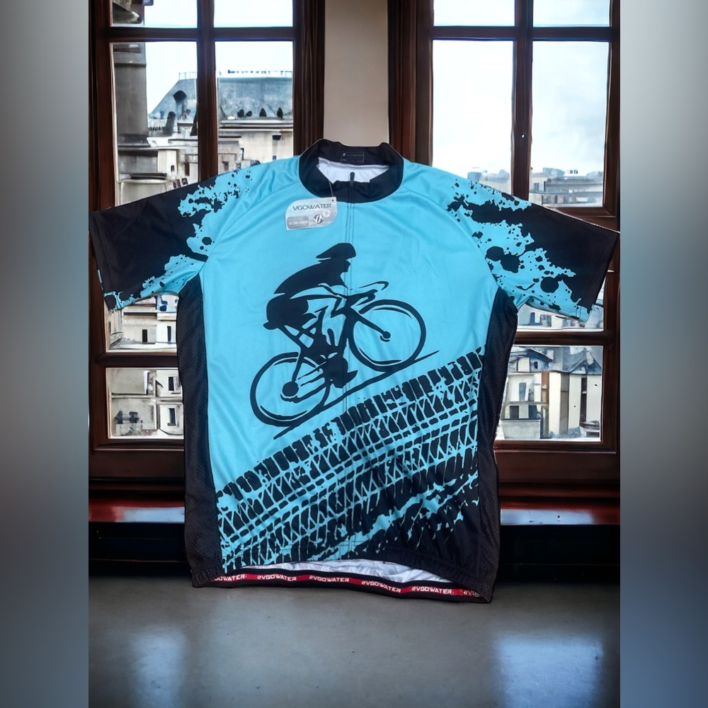VGOWATER SHORT SLEEVES MEN CYCLING SHIRT. NWT BLUE/BLACK. *****CLEARANCE